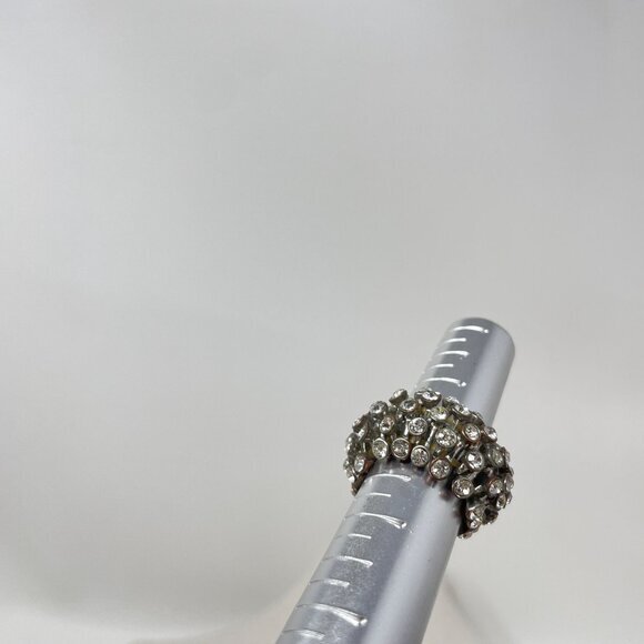 Rhinestone Stretch Cocktail Ring One‎ Size Sparkle Shine Bling Fairy Vintage - Picture 8 of 13
